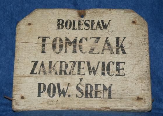 Tabliczka rejestracyjna wozu konnego - Bolesław Tomczak