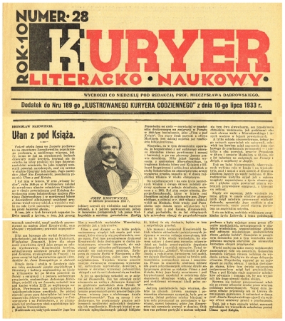 Ułan z pod Książa. Kurier literacko - naukowy. 1933 r.