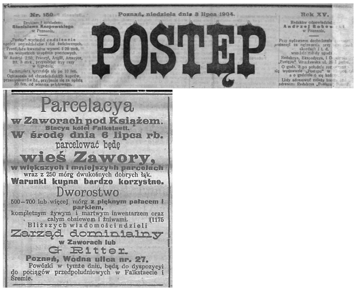 Zawory parcelacya. Postęp 1904 r.