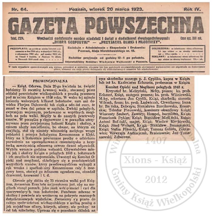 75. rocznica bitwy o Książ. Odezwa 1923 r.