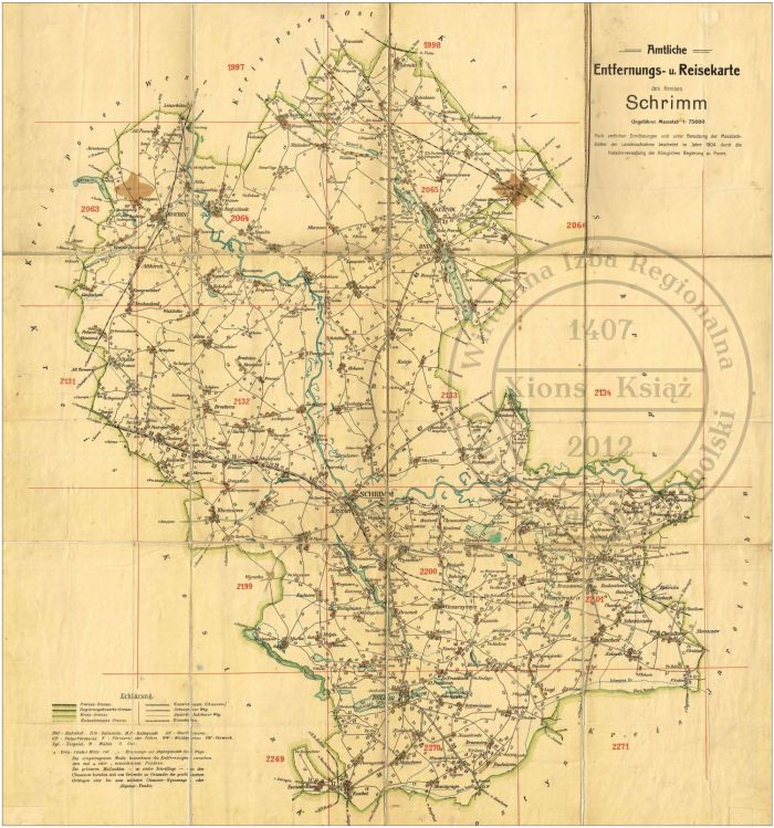 Mapa powiatu Śrem (Schrimm) 1904 r.