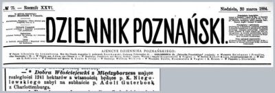 Włościejewki-sprzedaż. Dziennik Poznański 1884 r. 