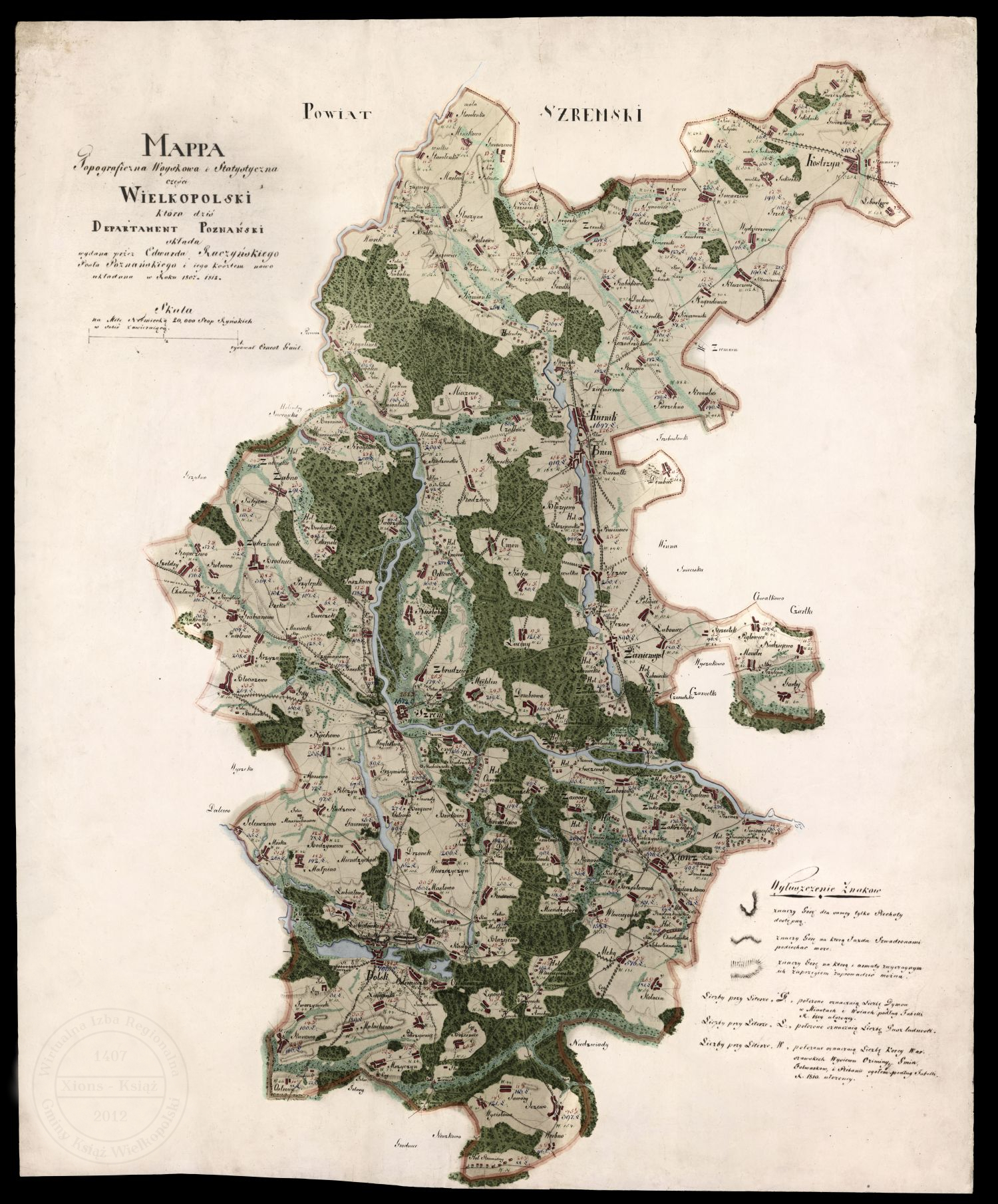 Mapa powiatu Śrem 1807 - 1812 r.