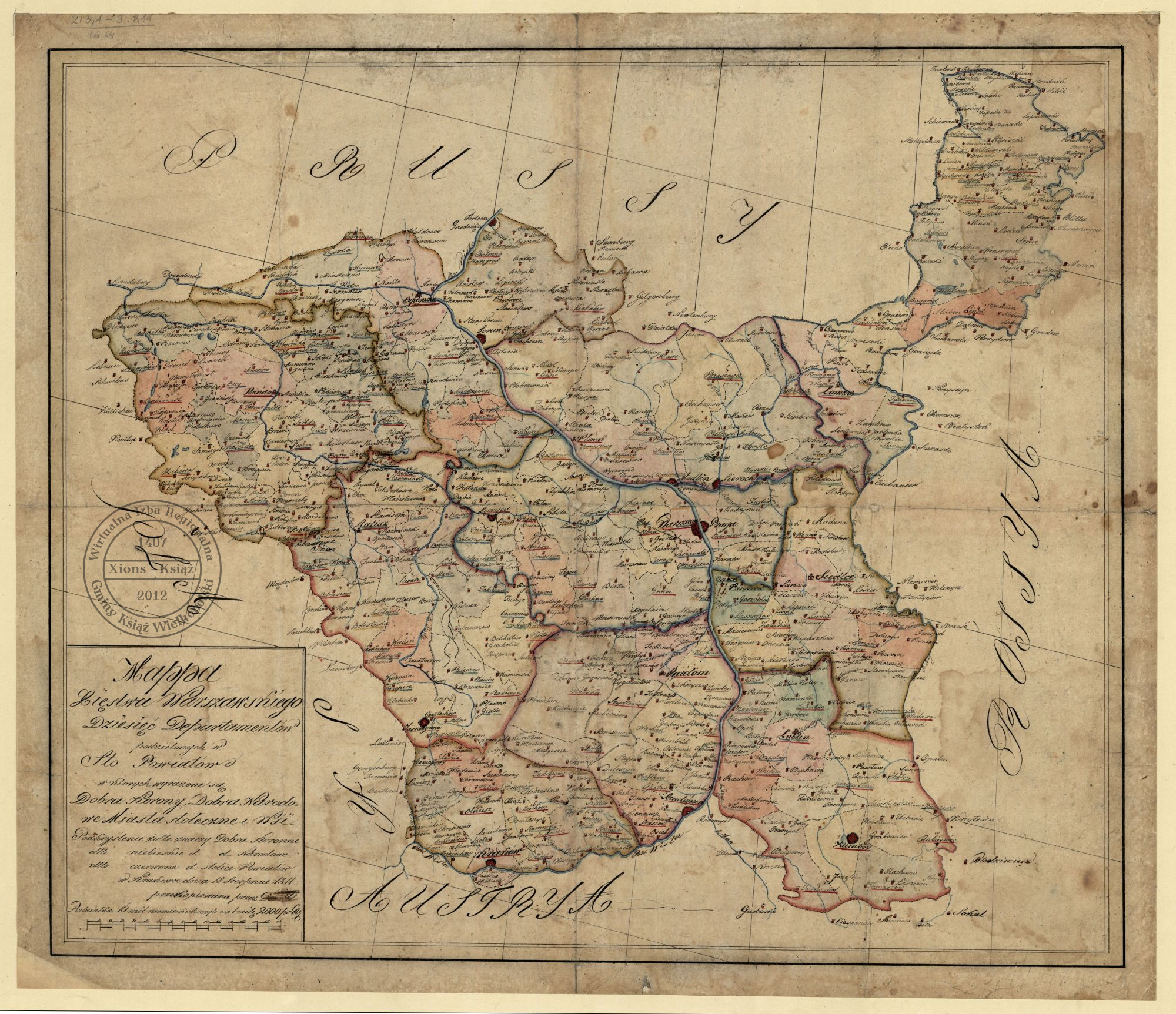 Mapa Księstwa Warszawskiego 1811 r. Książ. Xiąż.