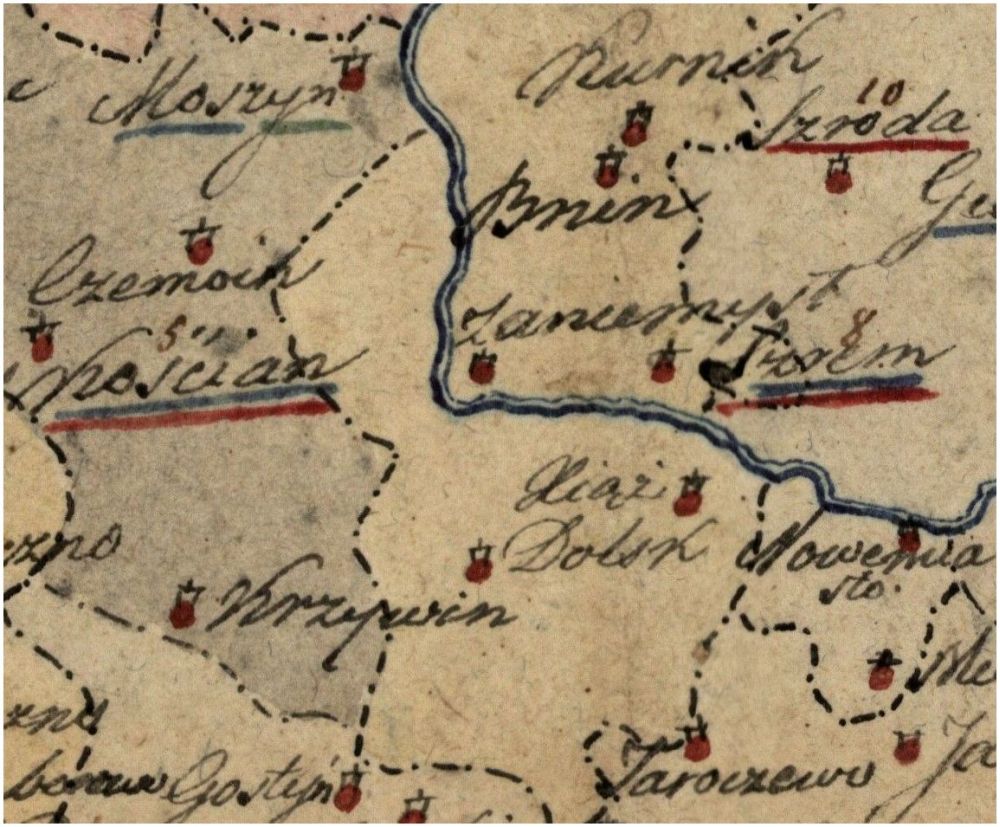 Mapa Księstwa Warszawskiego 1811 r. Książ. Xiąż. (fragment)