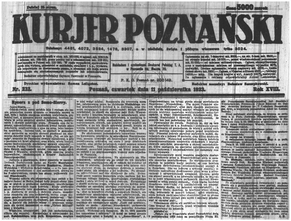 Andrzej Niegolewski - ekshumacja. 1923 r.