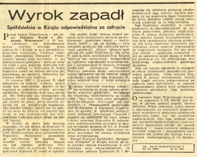 Zatrucie wątrobianką w Książu. Głos Wielkopolski 1971 r.