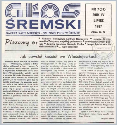 Jak powstał kościół we Włościejewkach. Głos Śremski 1987 r.