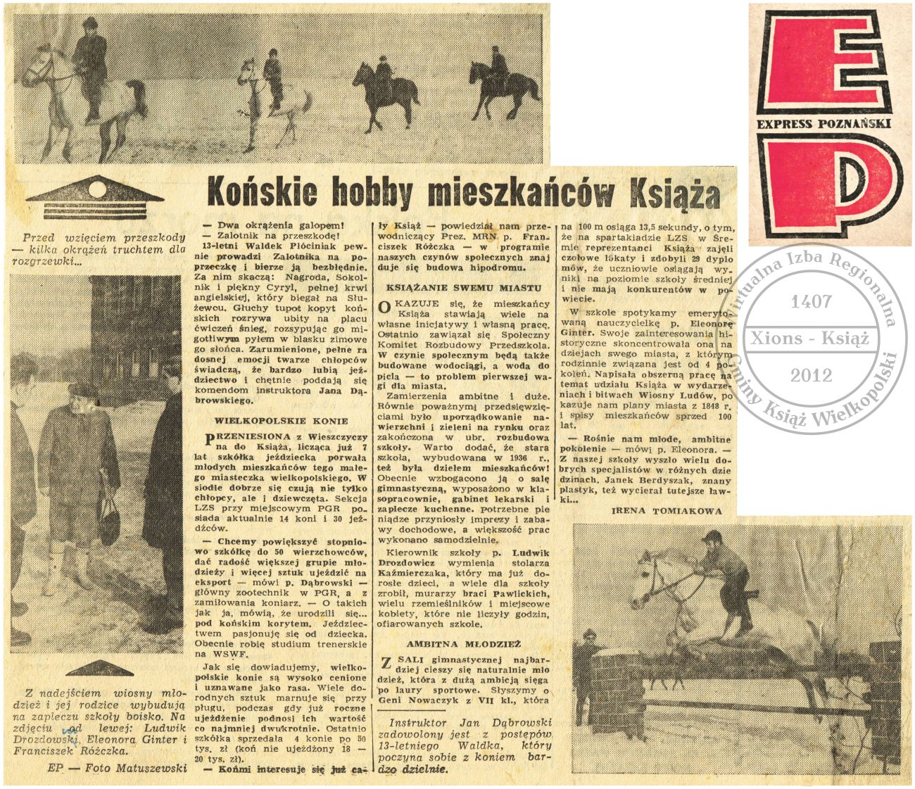 Końskie hobby mieszkańców Książa. Jan Kanty Dąbrowski. Początek lat 70. XX w.