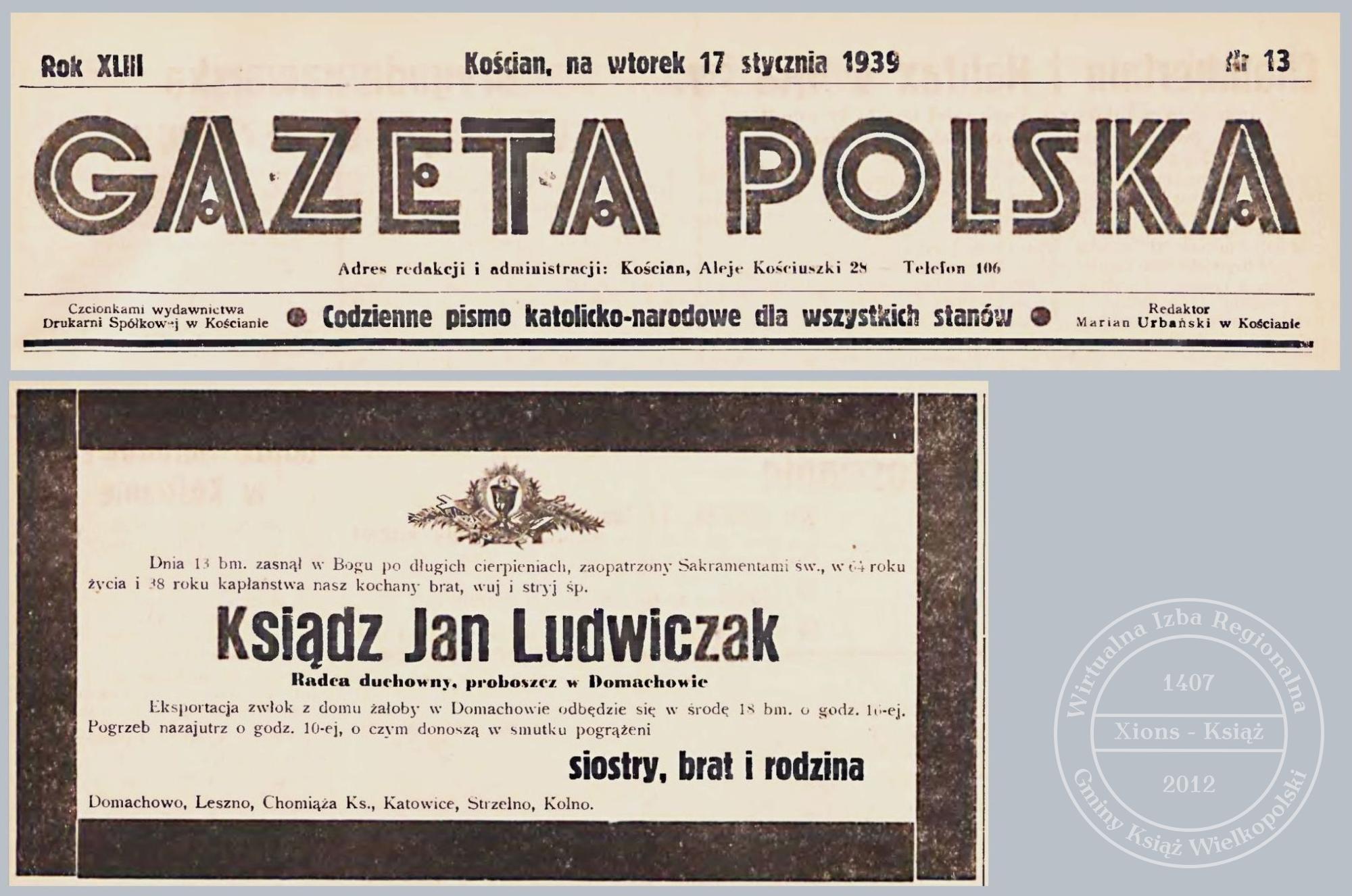 Nekrolog ks. Jana Ludwiczaka