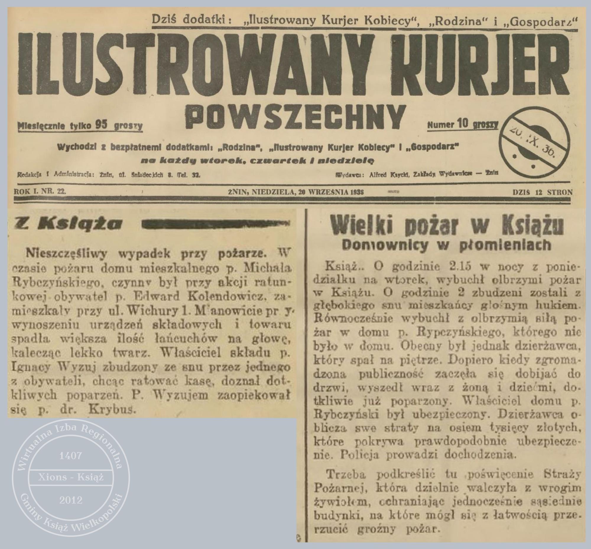 Wielki pożar w Książu 1936 r.