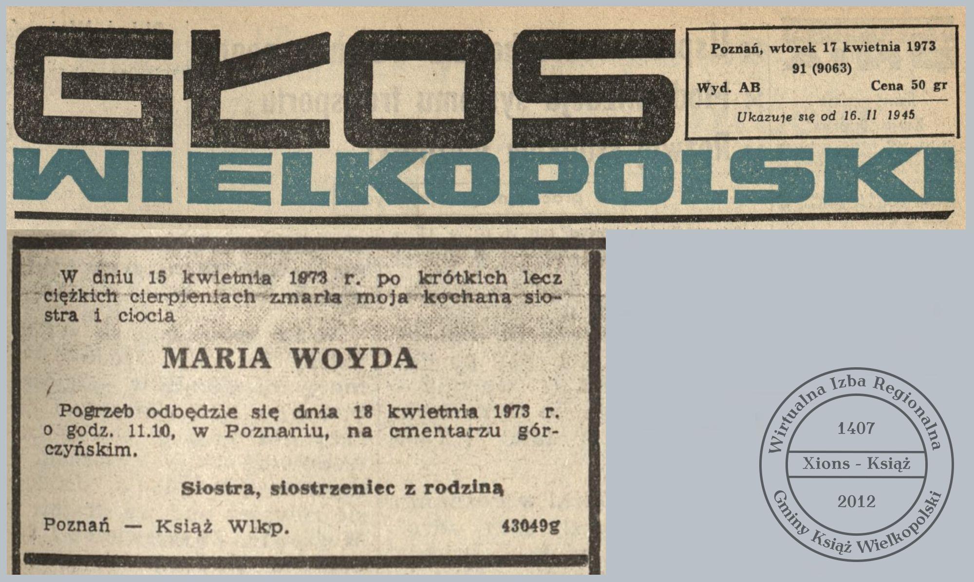 Nekrolog Maria Woyda