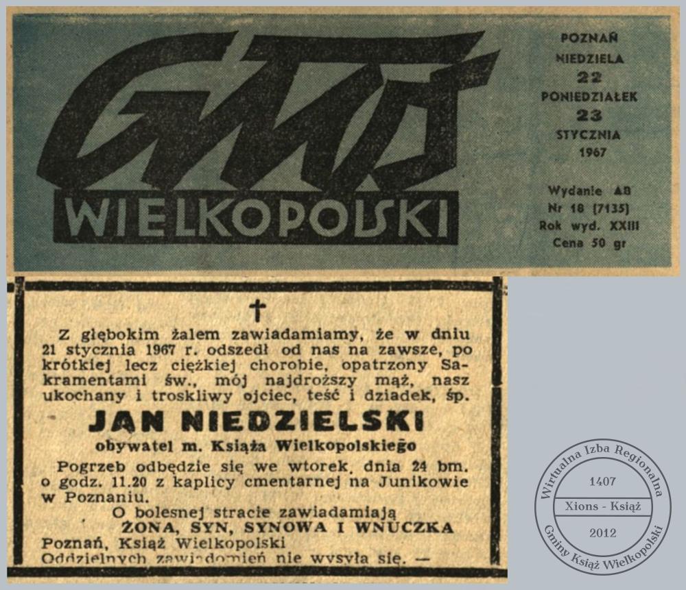 Nekrolog Jan Niedzielski