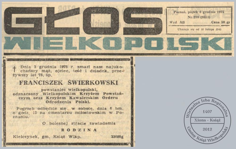 Nekrolog Franciszek Świerkowski
