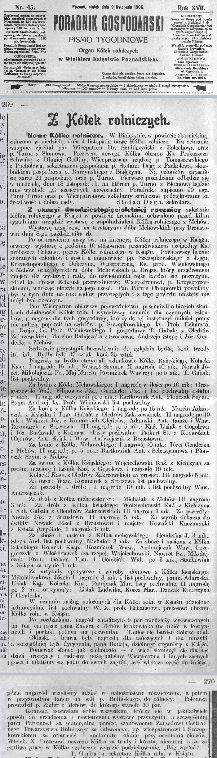 25 rocznica Kółka Rolniczego. Książ 1906 r.