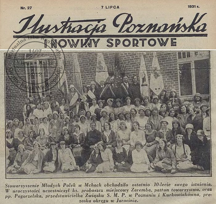 10-lecie Stowarzyszenia Młodych Polek w Mchach. Ilustracja Poznańska - 1931 r.