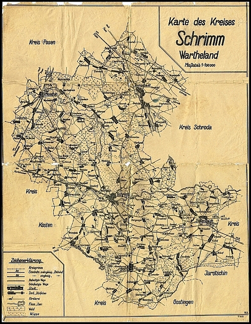 Mapa powiatu Śrem - Karte des Kreises Schrimm 1940 r.