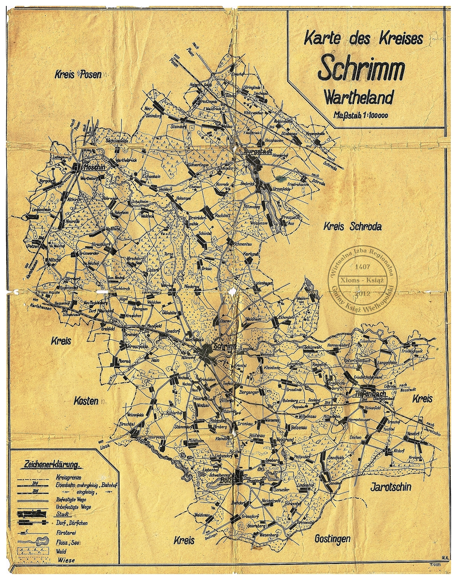 Mapa powiatu Śrem - Karte des Kreises Schrimm 1940 r.