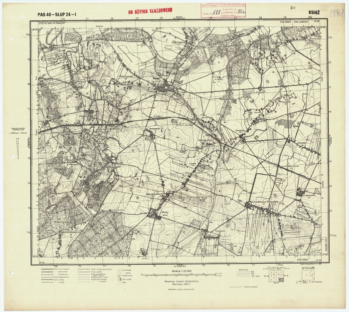 Mapa Książ i okolice. 1933 r.