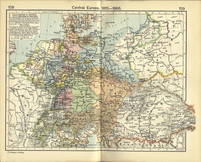 Atlas historyczny W. R. Shepherda 1911 r. Europa Centralna 1815-1866