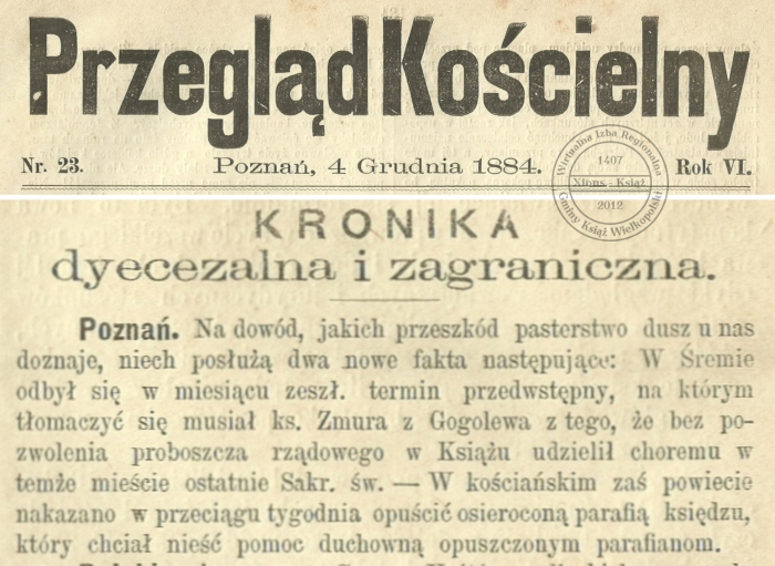 Ks. Zmura proces. Przegląd Kościelny - 1884 r.